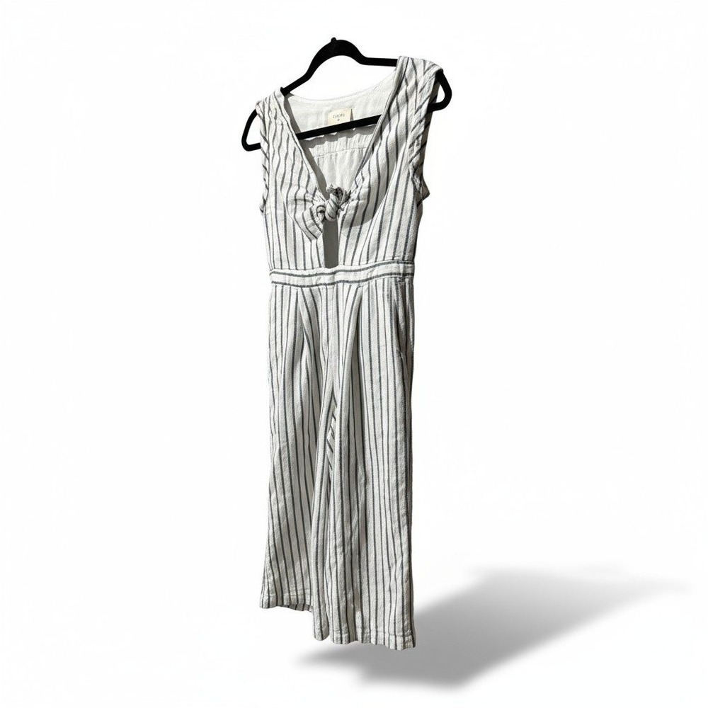 Everly Women's Striped Knot Front Jumpsuit Sleeveless Casual Comfy -‎ Medium